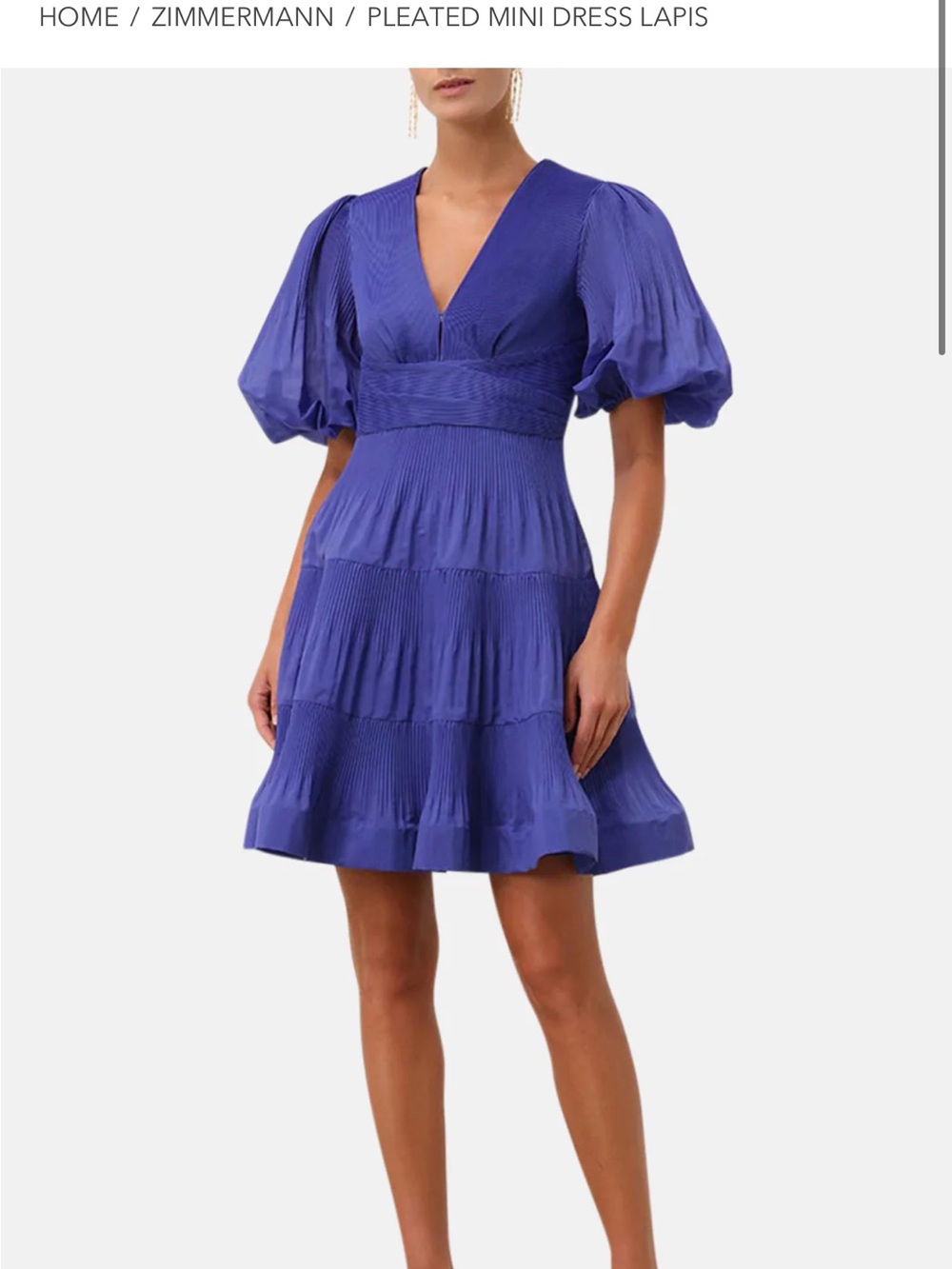 Zimmermann Pleated Mini Dress Lapis - Picture 9 of 9
